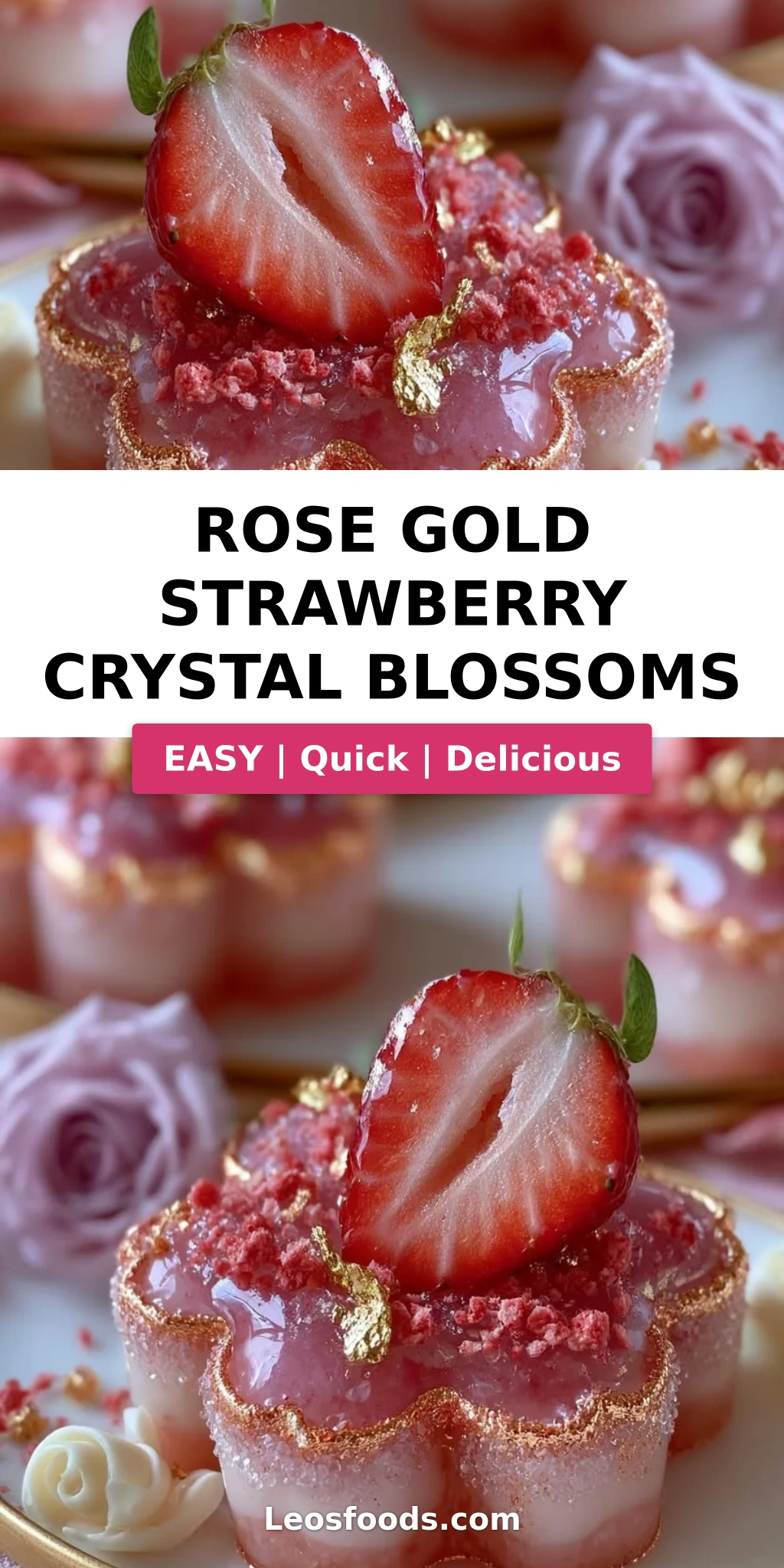 Rose Gold Strawberry Crystal Blossoms