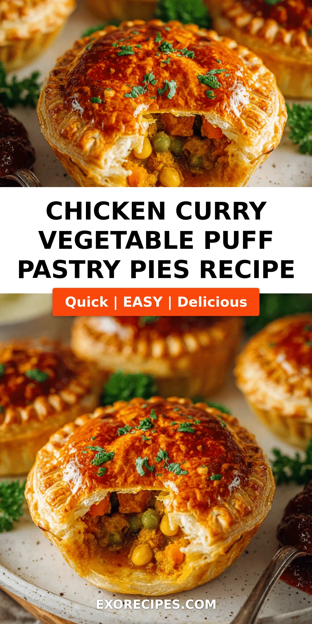 Chicken Curry Vegetable Puff Pastry Pies