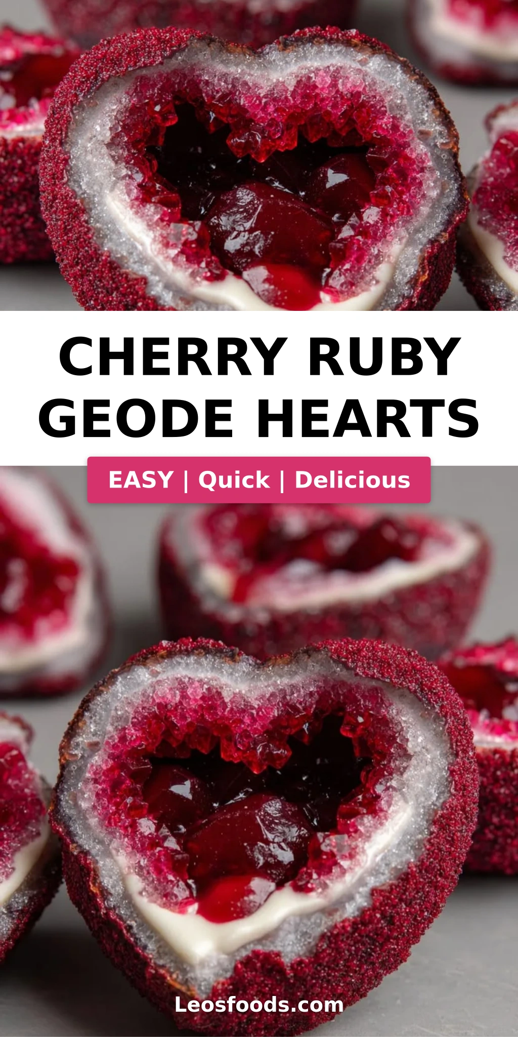 Cherry Ruby Geode Hearts