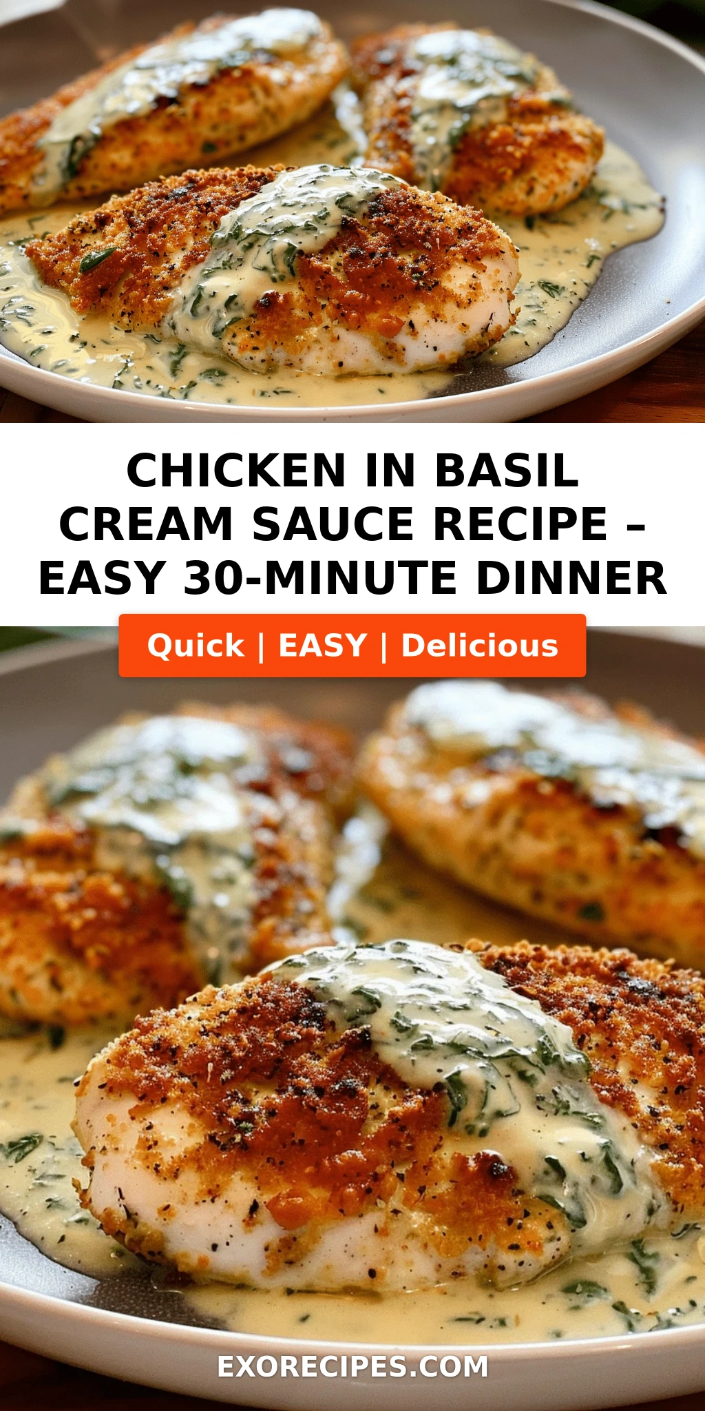 Chicken in Basil Cream Sauce