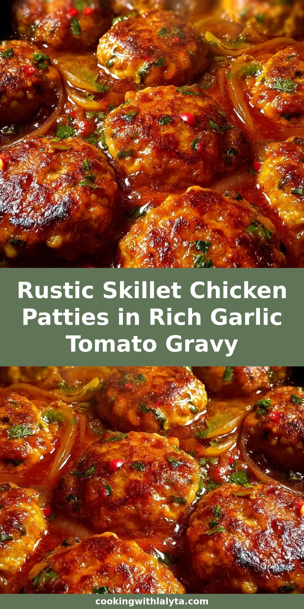 Rustic Skillet Chicken Patties in Rich Garlic Tomato Gravy