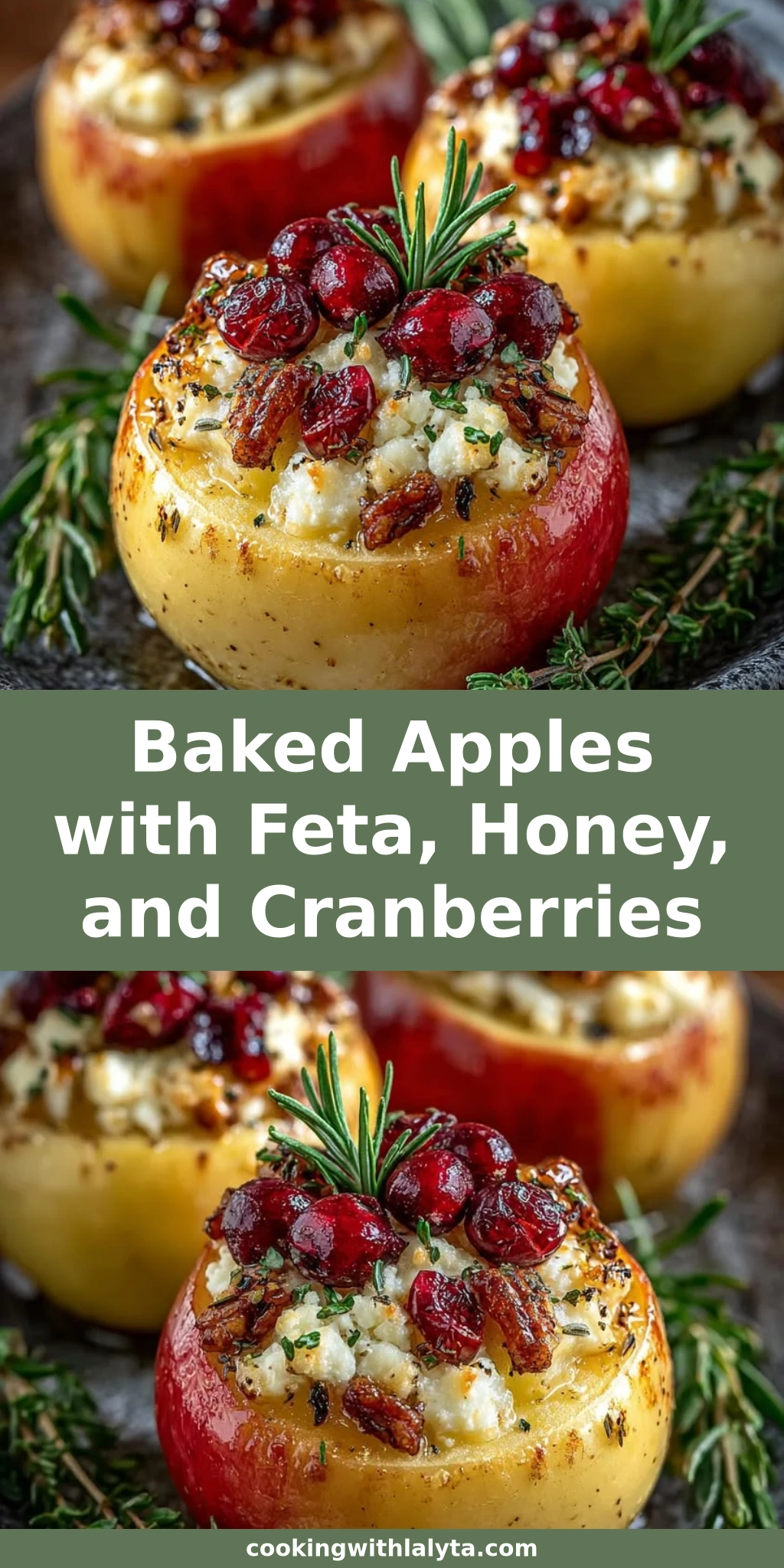 Baked Apples with Feta, Honey, and Cranberries