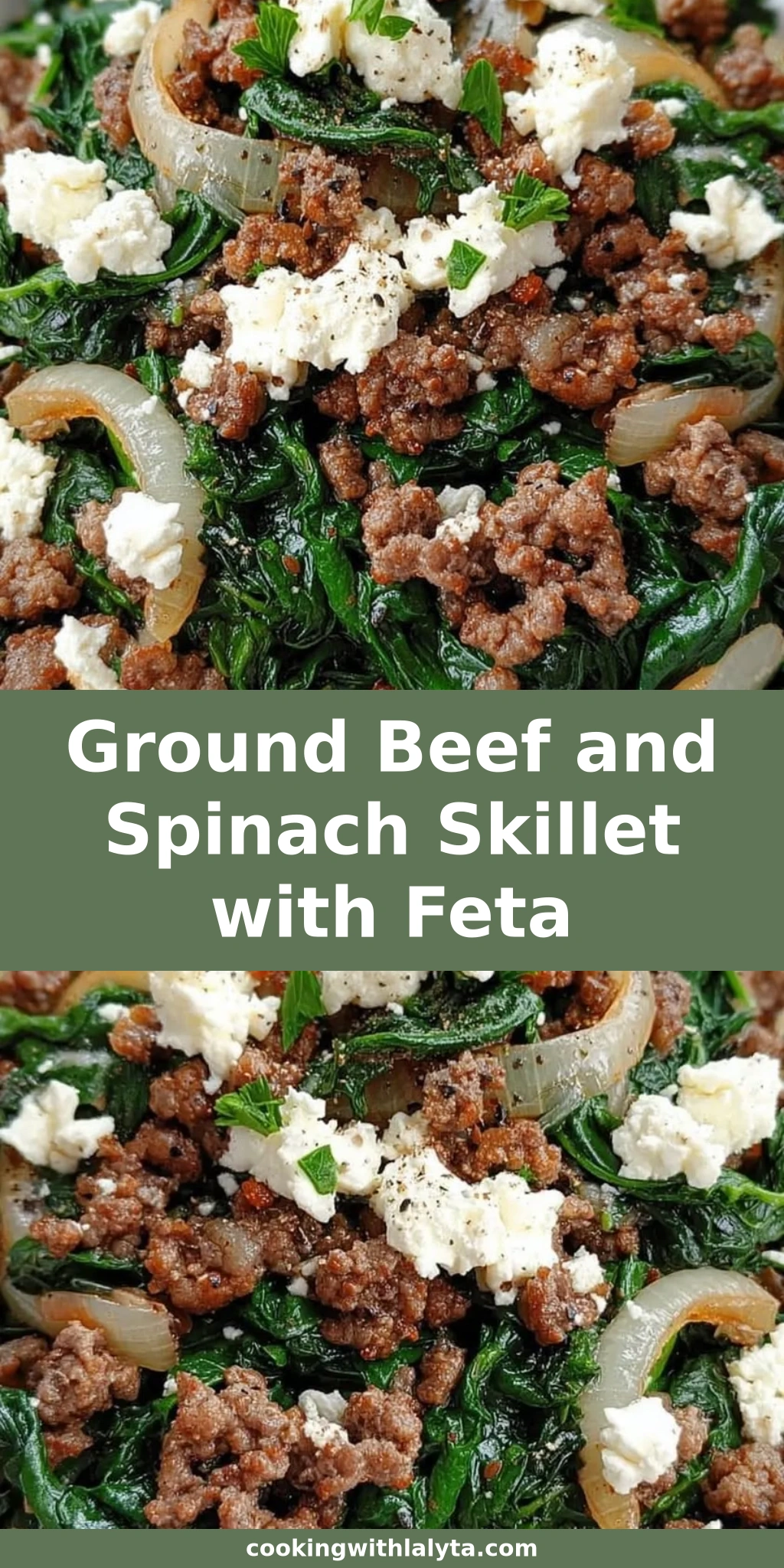 Ground Beef and Spinach Skillet with Feta