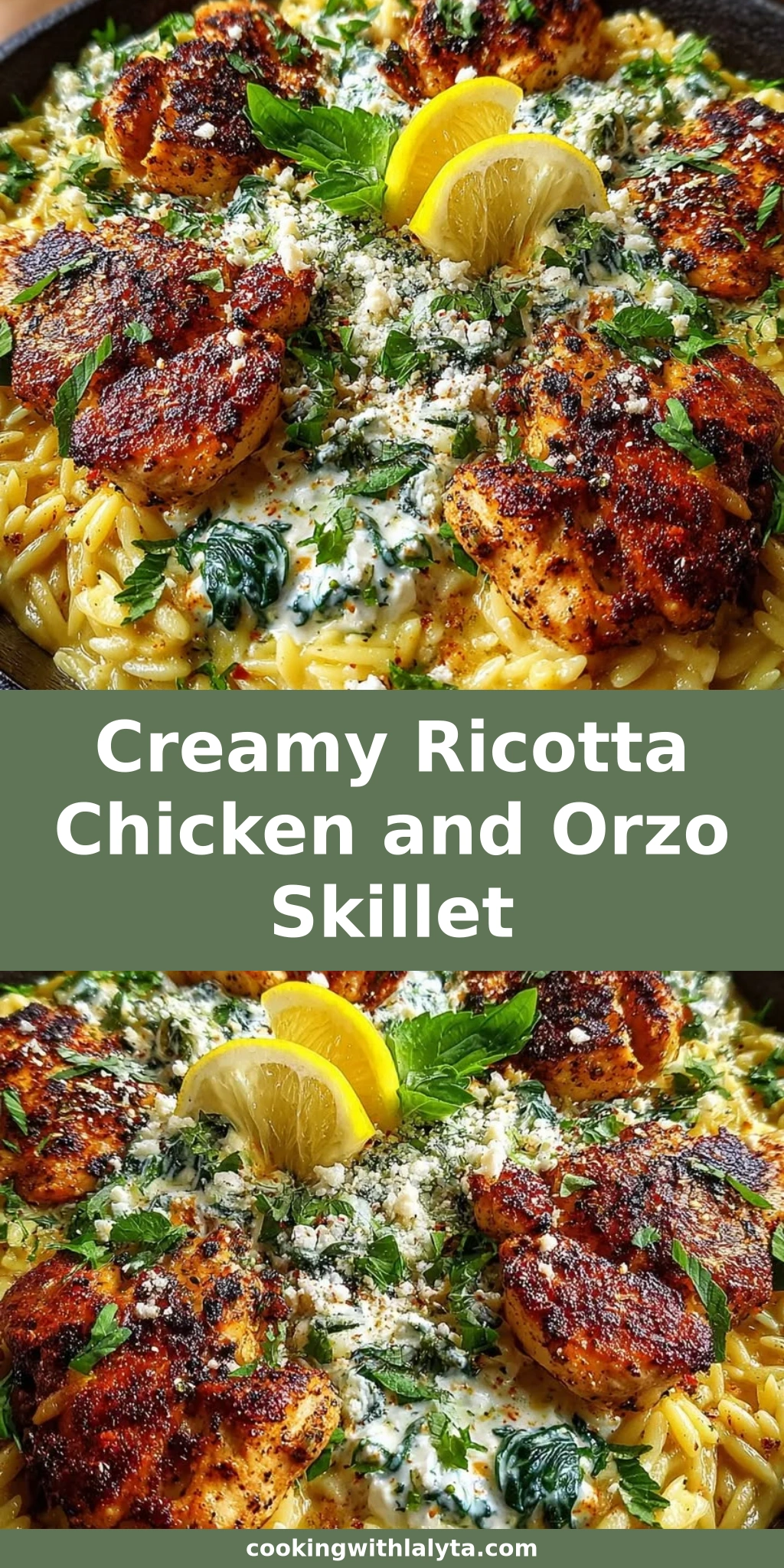 Creamy Ricotta Chicken and Orzo Skillet