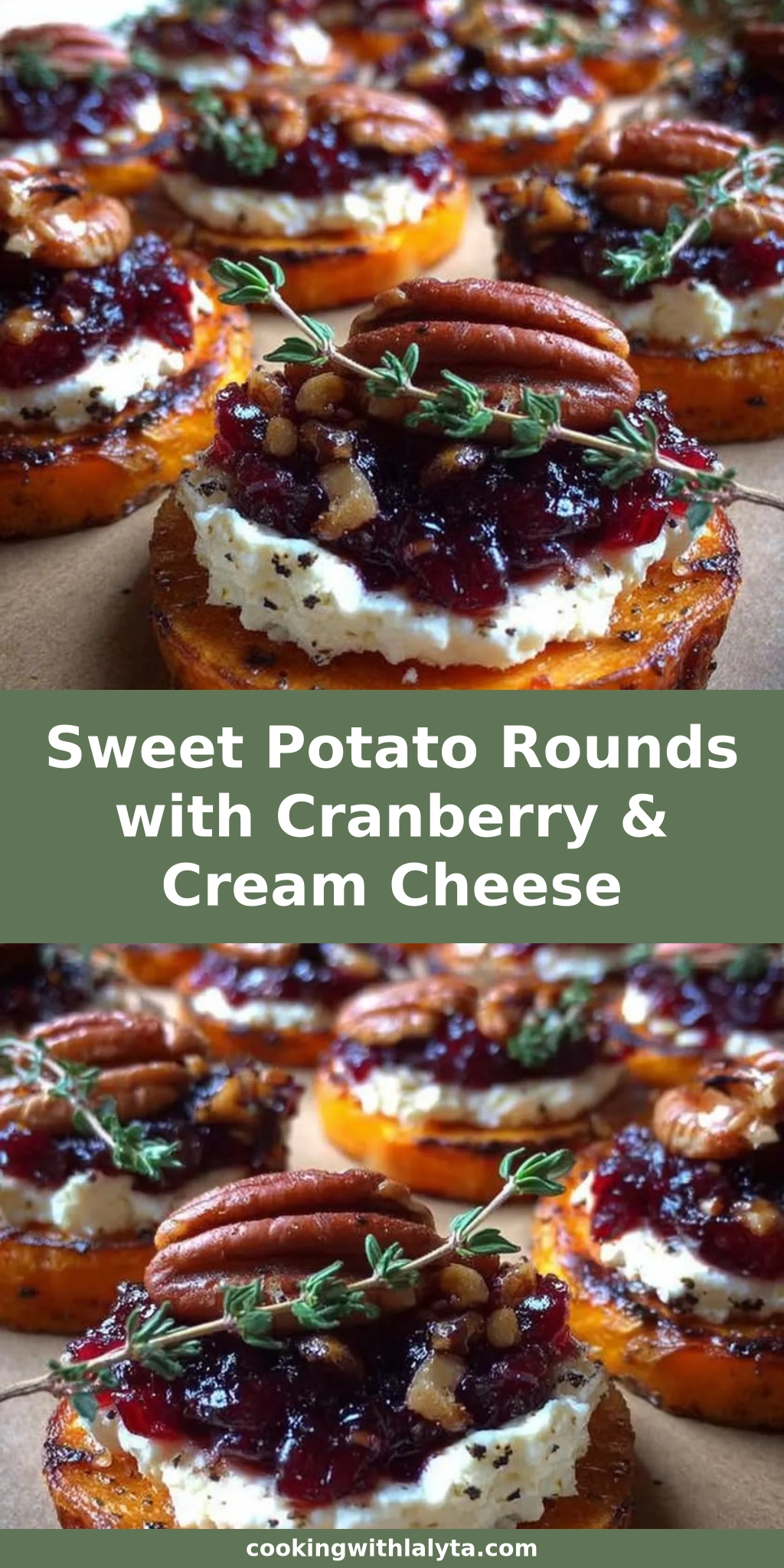 Sweet Potato Rounds with Cranberry & Cream Cheese