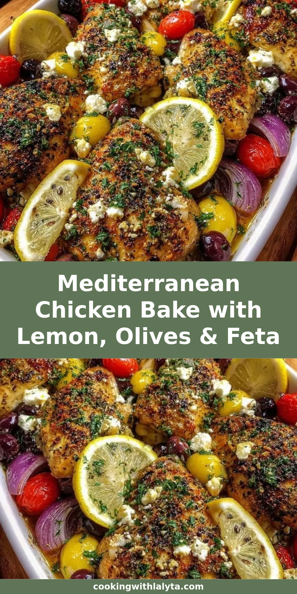 Mediterranean Chicken Bake with Lemon, Olives & Feta