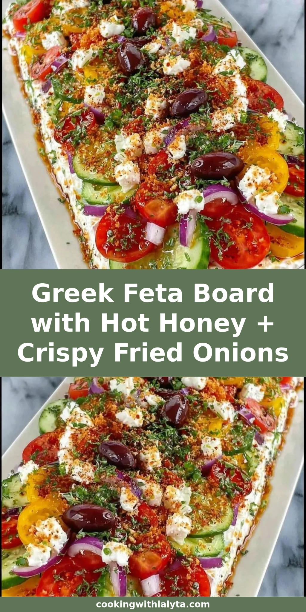 Greek Feta Board with Hot Honey + Crispy Fried Onions