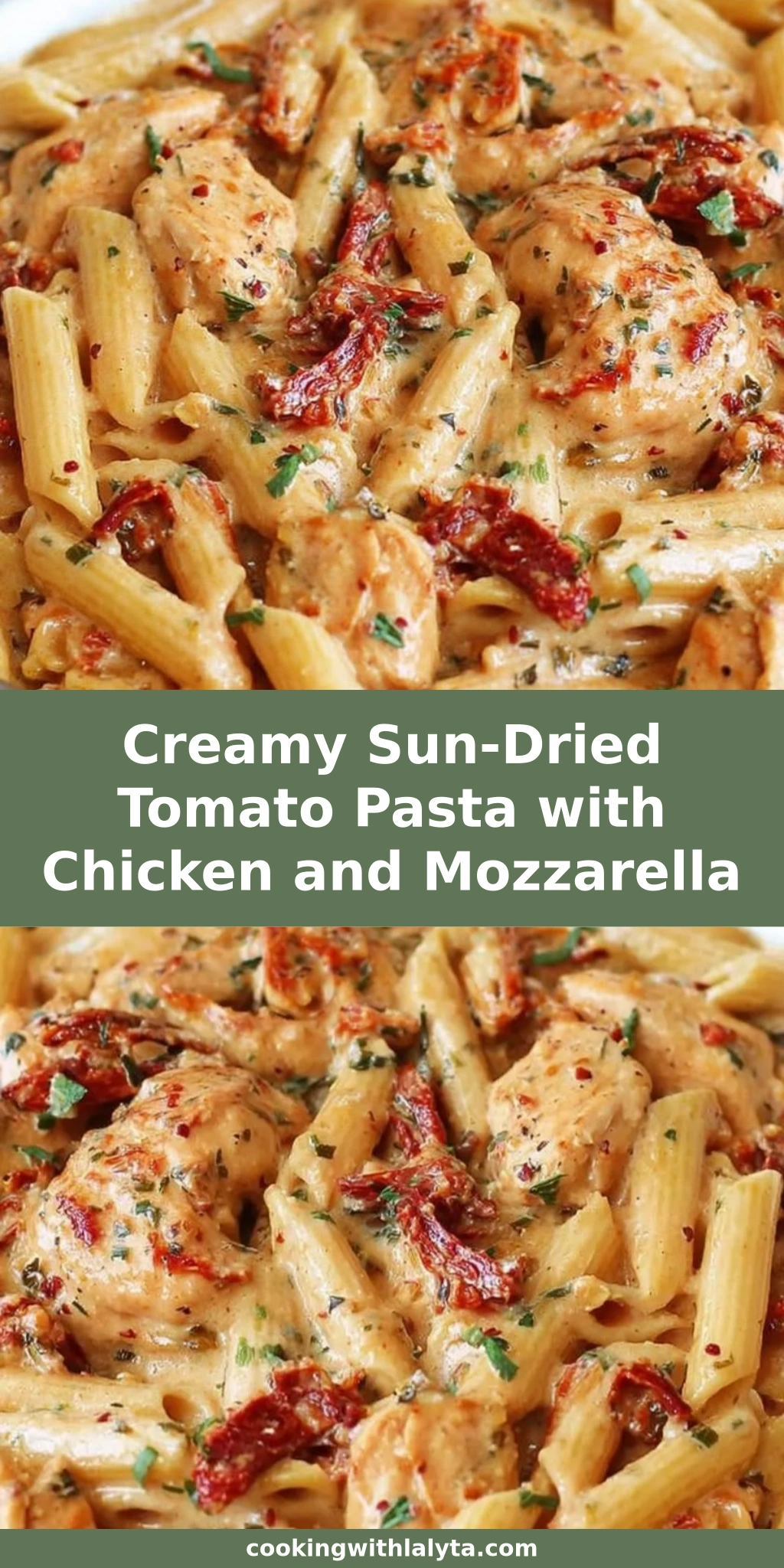 Creamy Sun-Dried Tomato Pasta with Chicken and Mozzarella