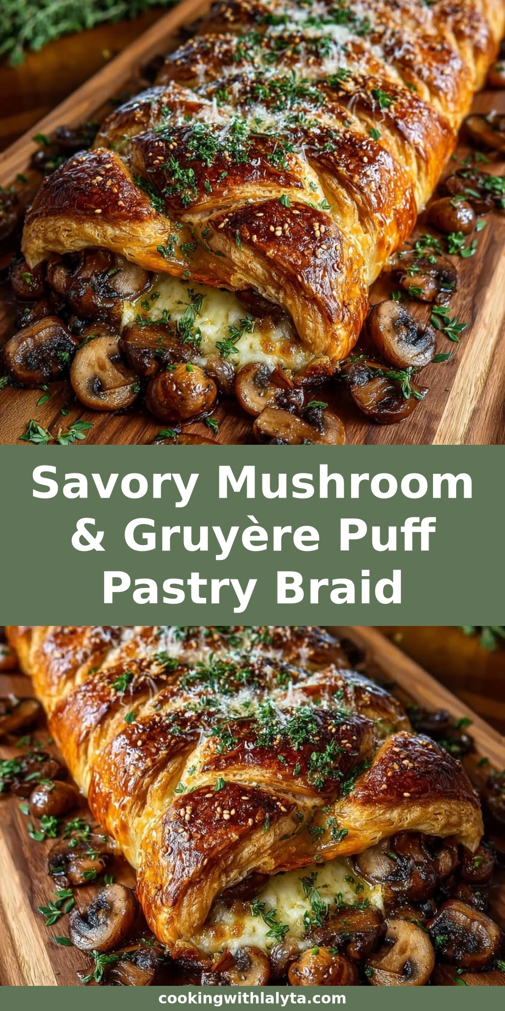 Savory Mushroom & Gruyère Puff Pastry Braid