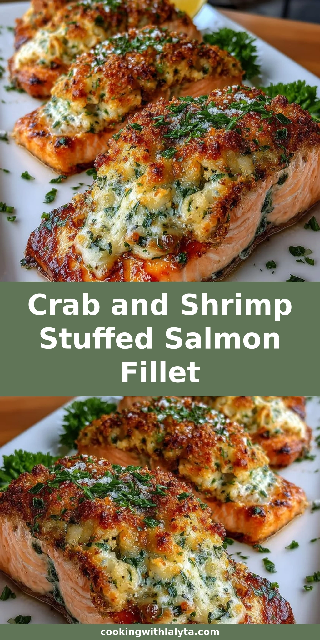 Crab and Shrimp Stuffed Salmon Fillet