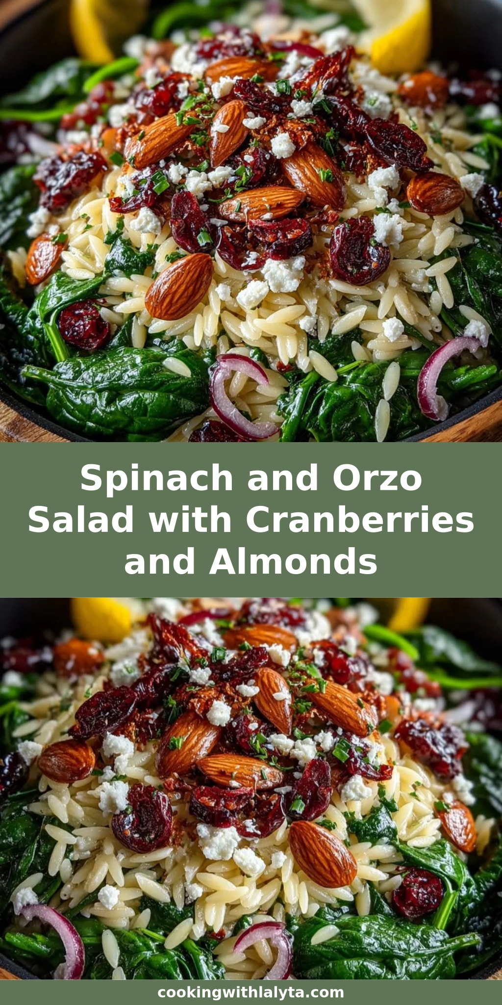Spinach and Orzo Salad with Cranberries and Almonds