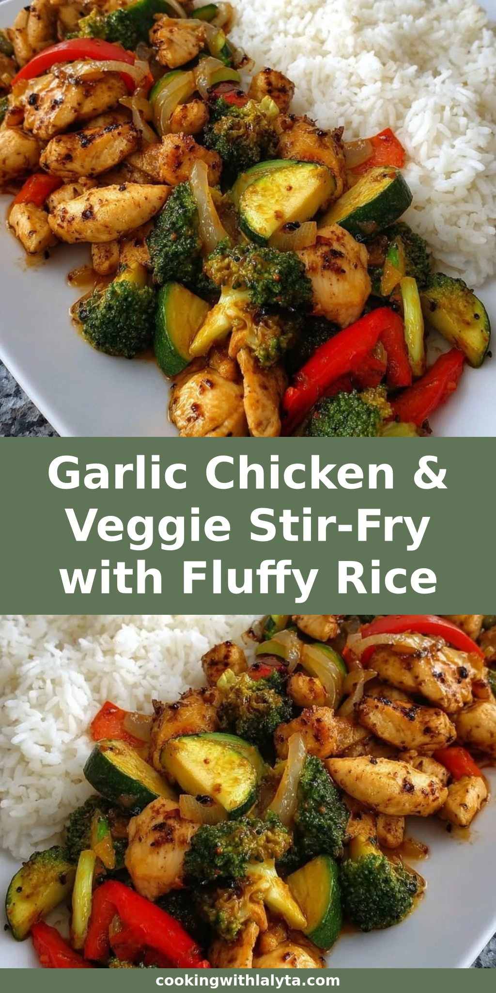 Garlic Chicken & Veggie Stir-Fry with Fluffy Rice