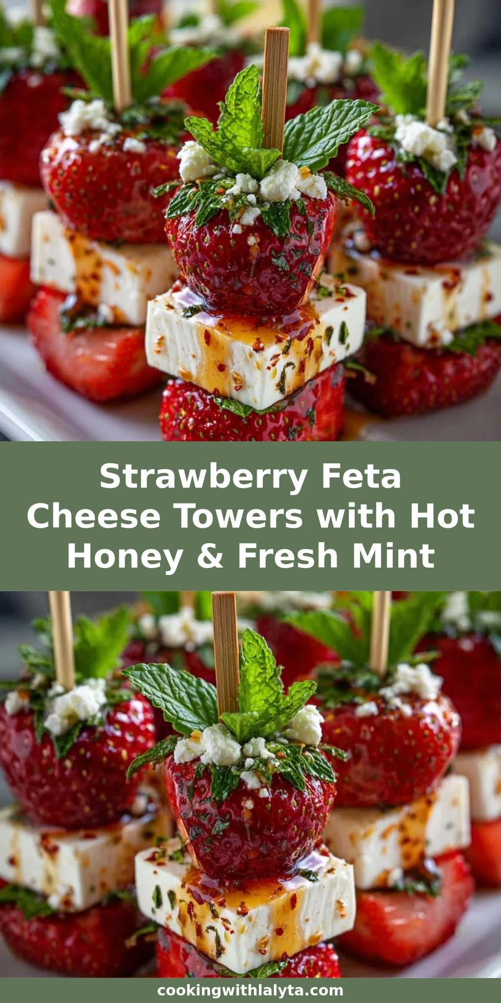 Strawberry Feta Cheese Towers with Hot Honey & Fresh Mint