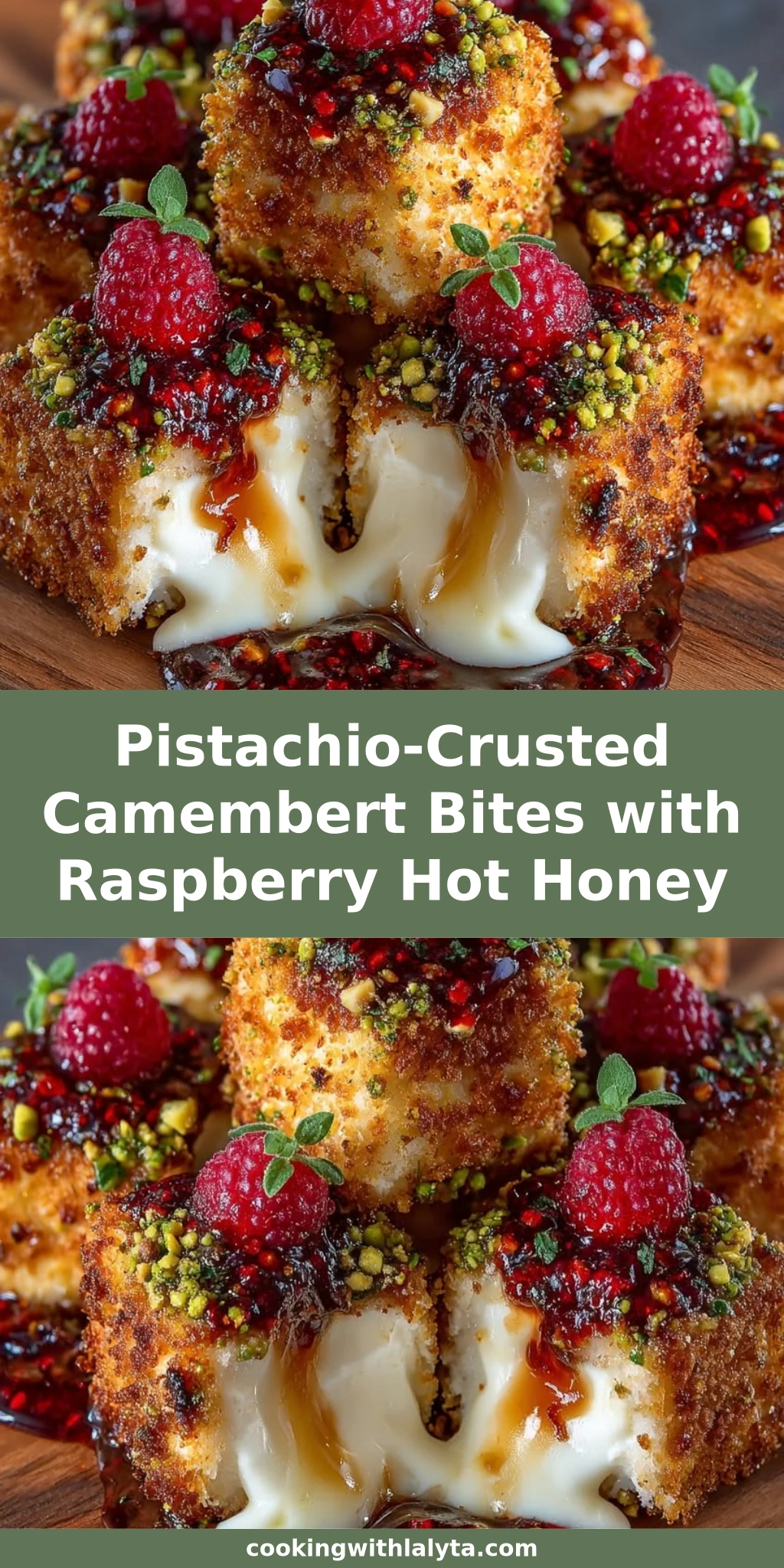 Pistachio-Crusted Camembert Bites with Raspberry Hot Honey