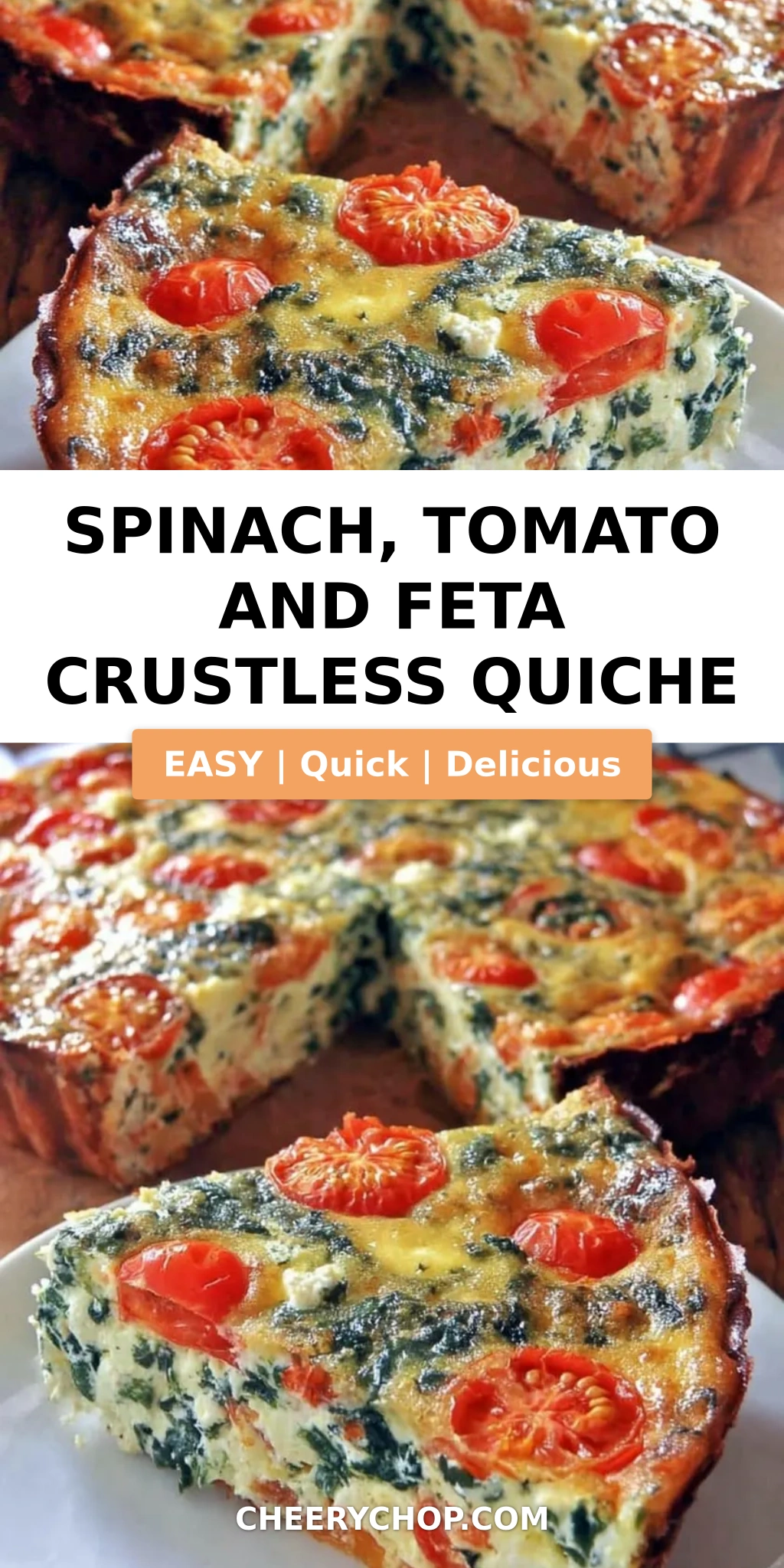 Spinach, Tomato and Feta Crustless Quiche