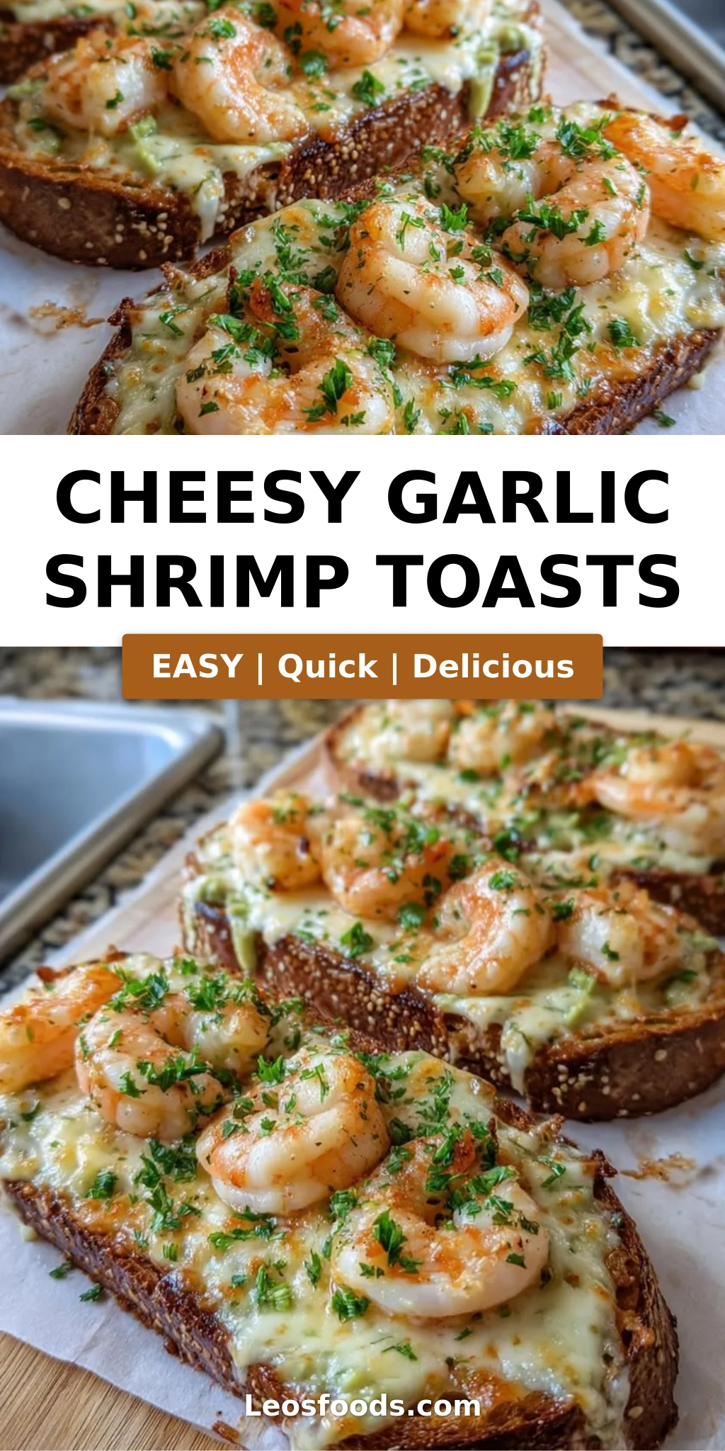 Cheesy Garlic Shrimp Toasts