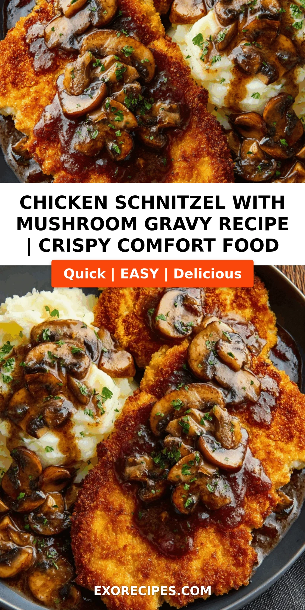 Chicken Schnitzel with Mushroom Gravy: A Comfort-Food Classic Elevated