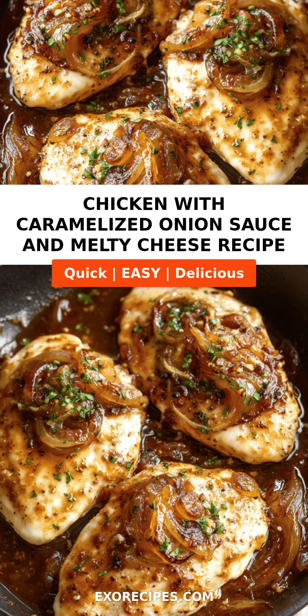 Chicken with Caramelized Onion Sauce and Melty Cheese: A Comforting, Flavorful Delight