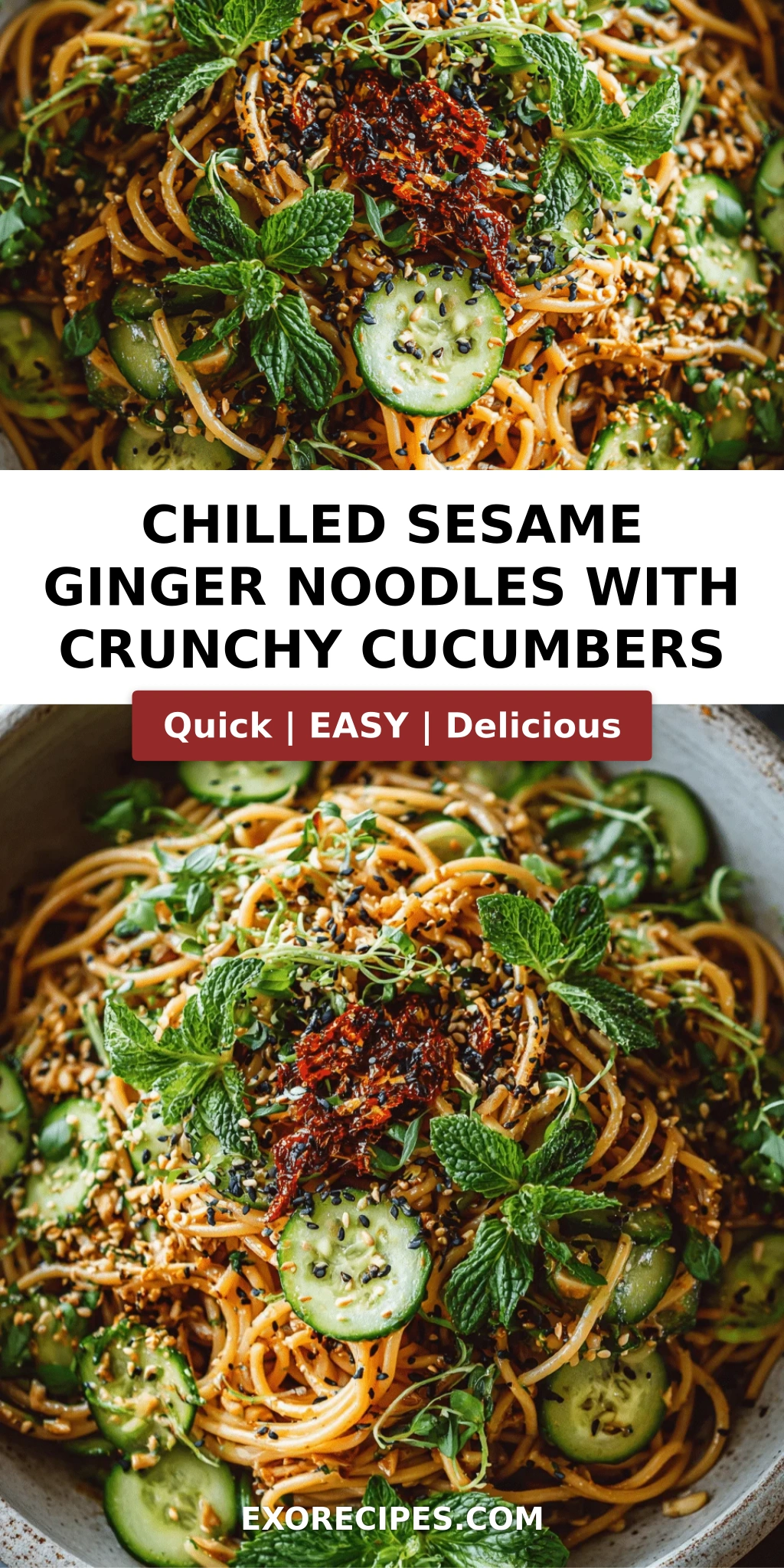 Chilled Sesame Ginger Noodles with Crunchy Cucumbers