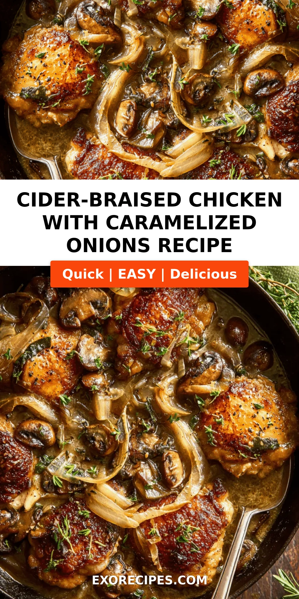Cider-Braised Chicken with Caramelized Onions & Herbs