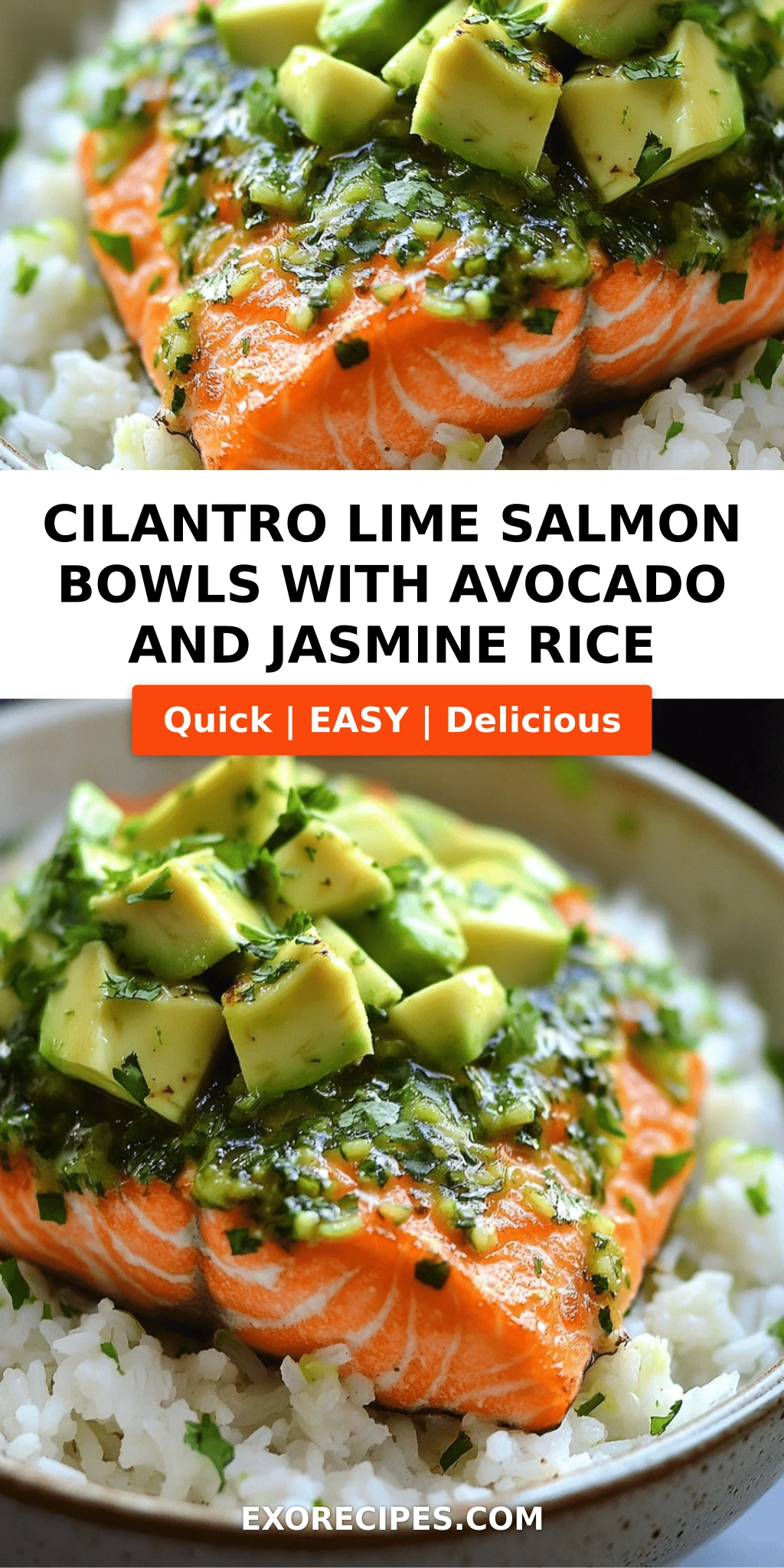 Cilantro Lime Salmon Bowls with Avocado and Jasmine Rice