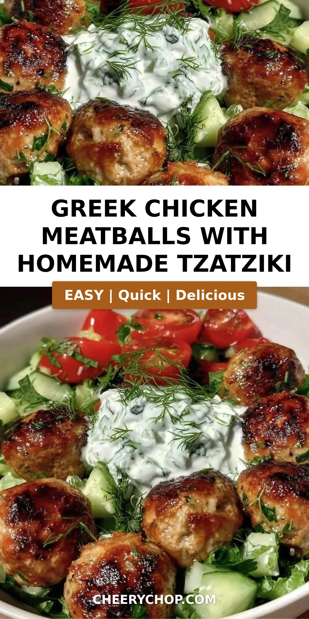 Greek Chicken Meatballs with Homemade Tzatziki