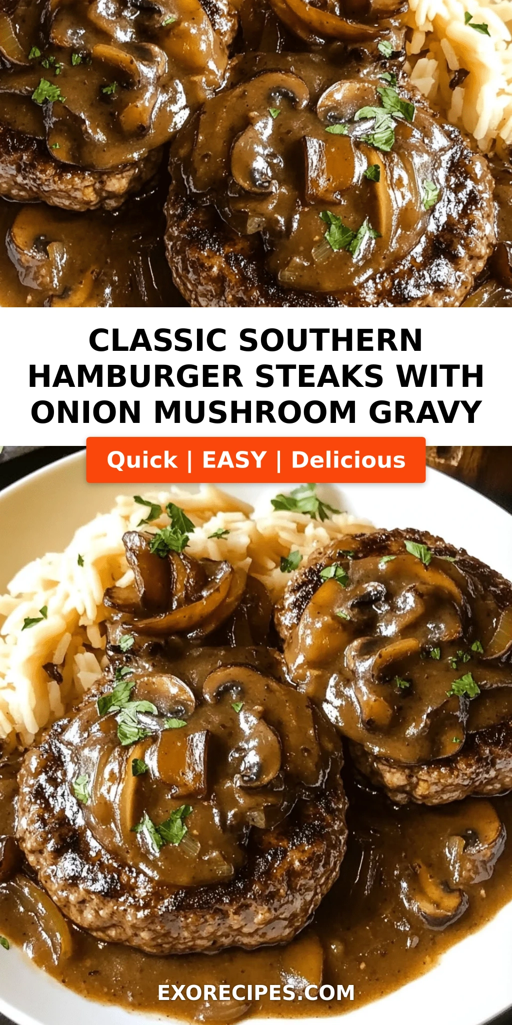 Classic Southern Hamburger Steaks with Rich Onion and Mushroom Gravy