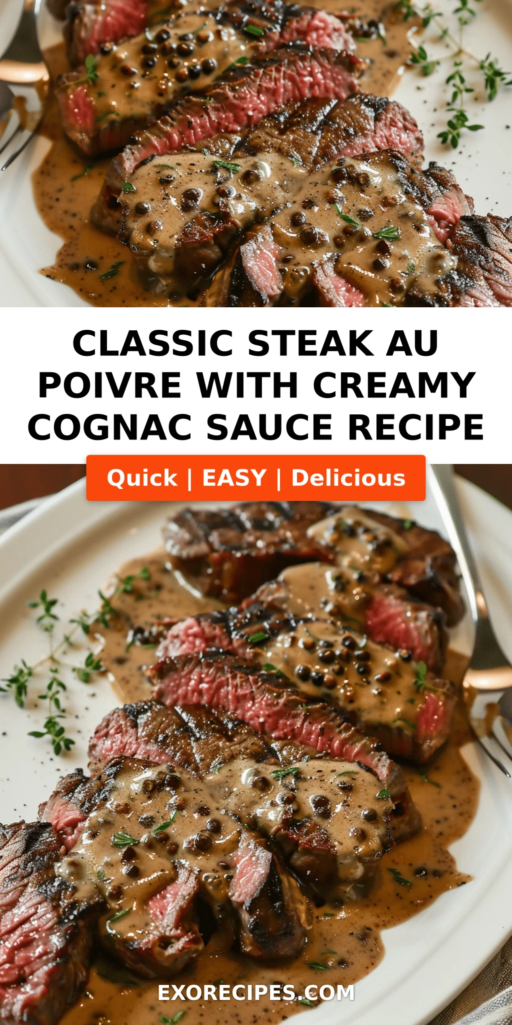 Classic Steak Au Poivre with Creamy Cognac Sauce