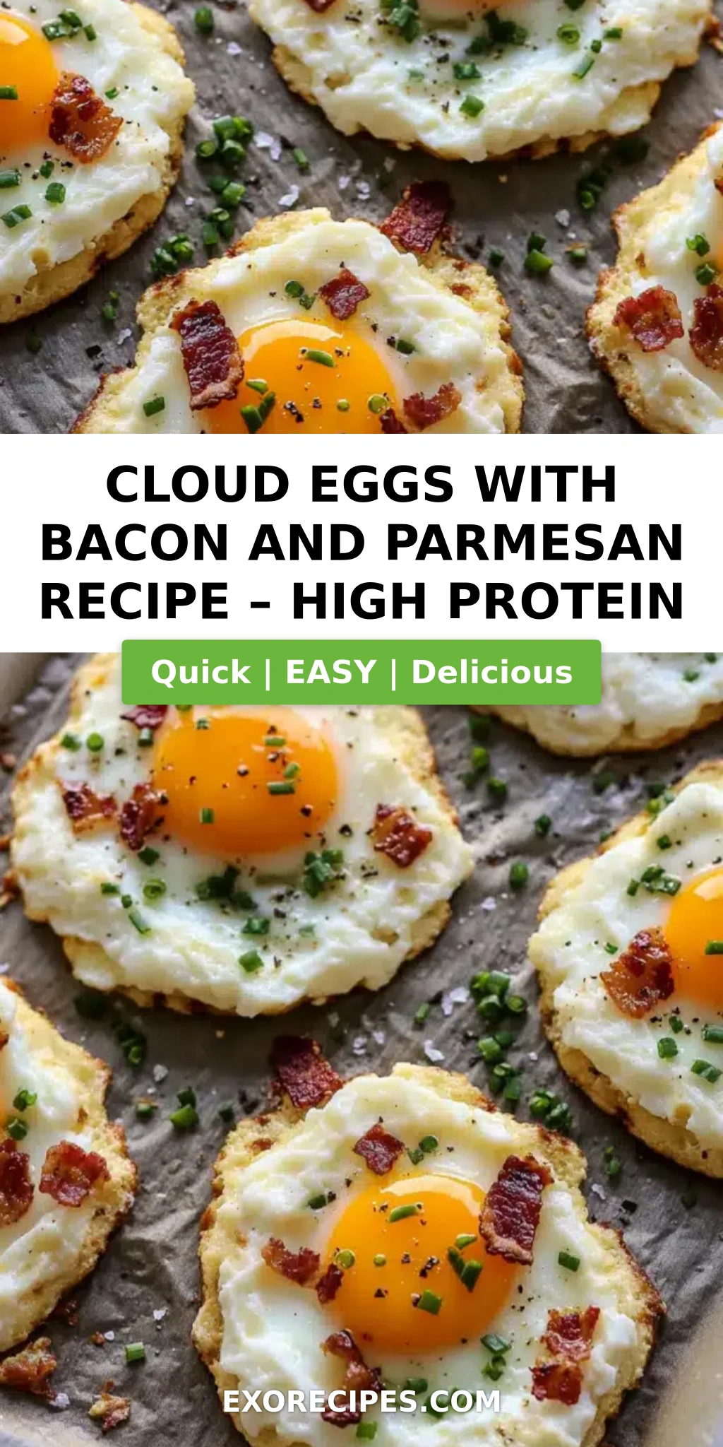Cloud Eggs with Bacon and Parmesan High-Protein Low-Carb Breakfast Idea