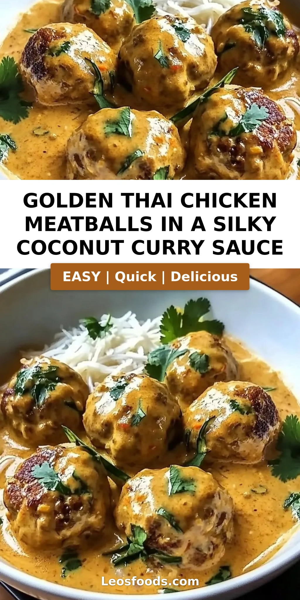 Golden Thai Chicken Meatballs in a Silky Coconut Curry Sauce