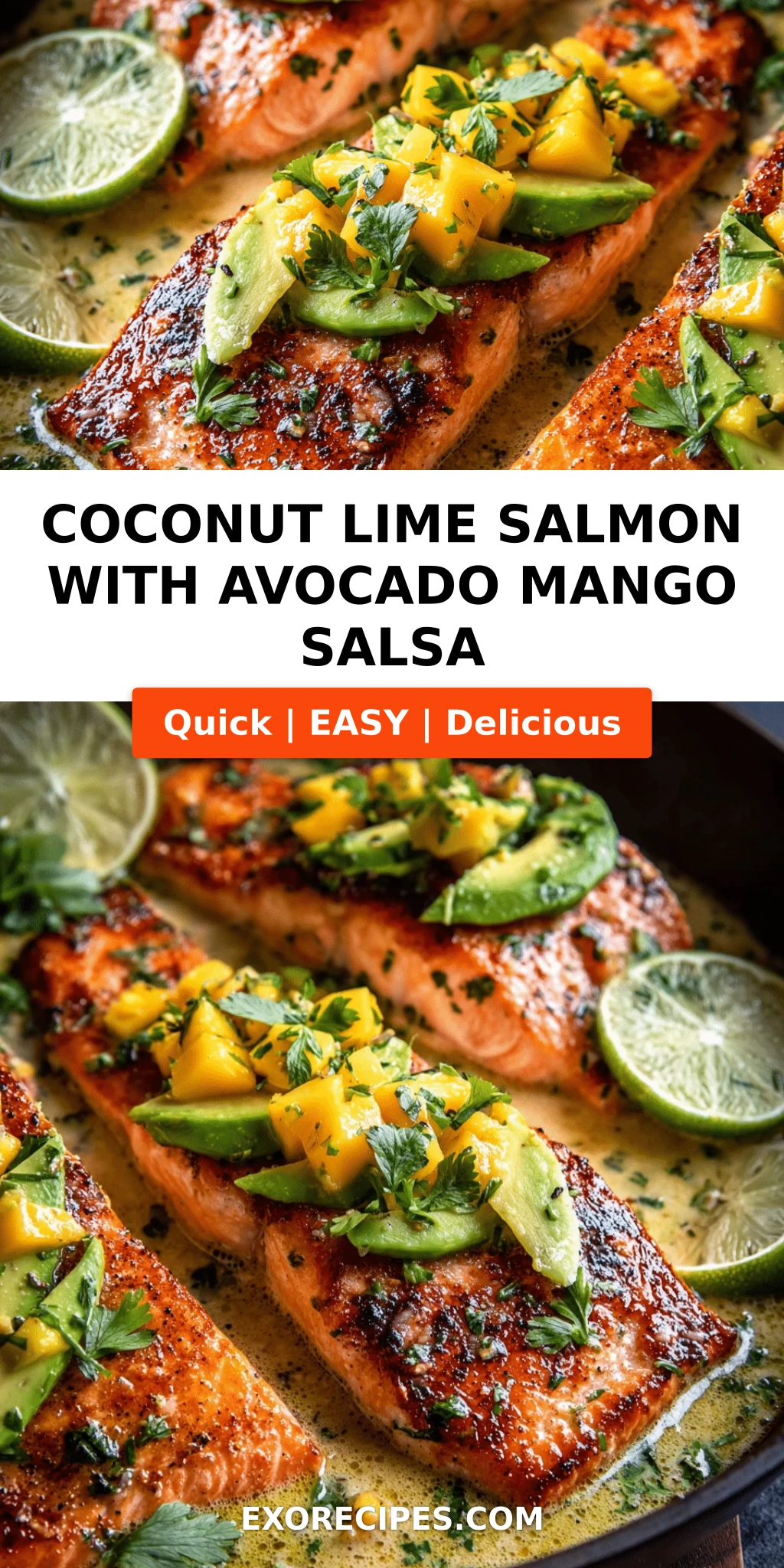 Coconut Lime Salmon with Avocado Mango Salsa