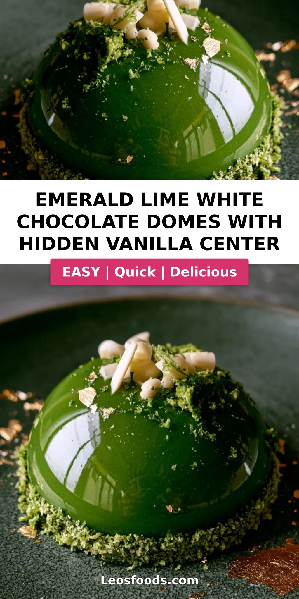 Emerald Lime White Chocolate Domes with Hidden Vanilla Center