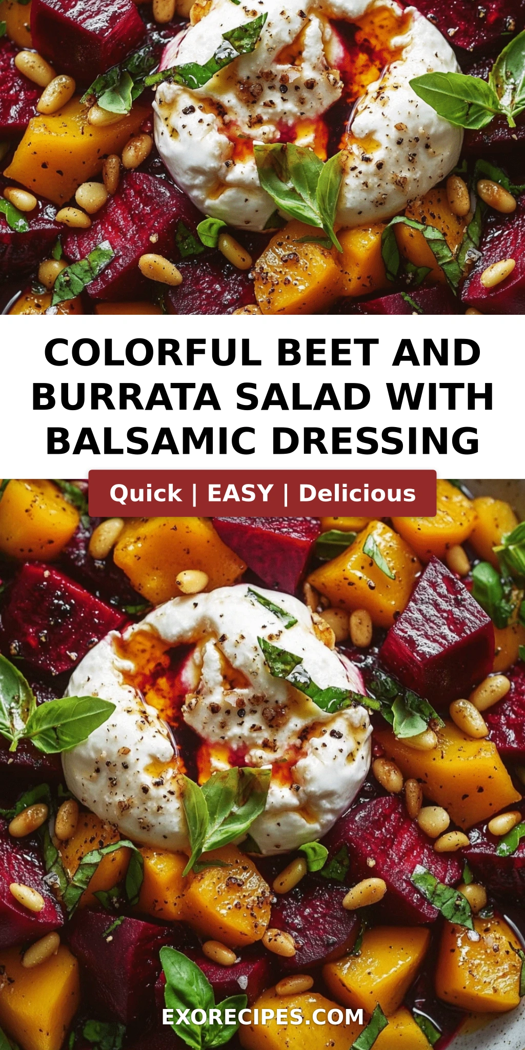 Colorful Beet and Burrata Salad with Balsamic Dressing