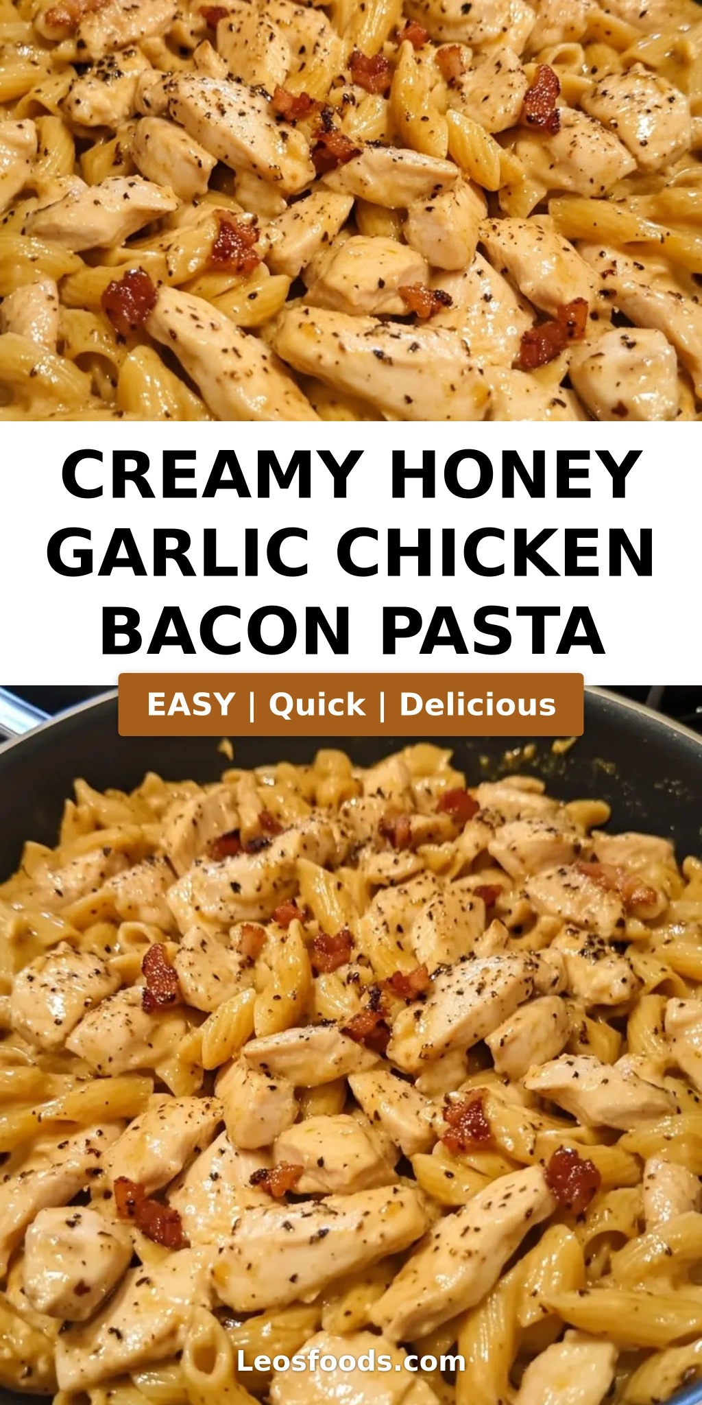 Creamy Honey Garlic Chicken Bacon Pasta