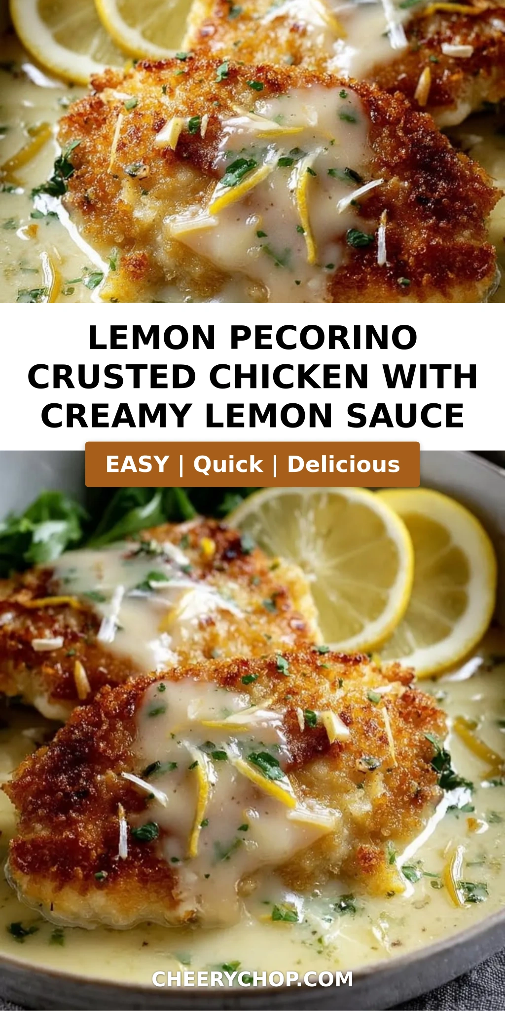Lemon Pecorino Crusted Chicken with Creamy Lemon Sauce