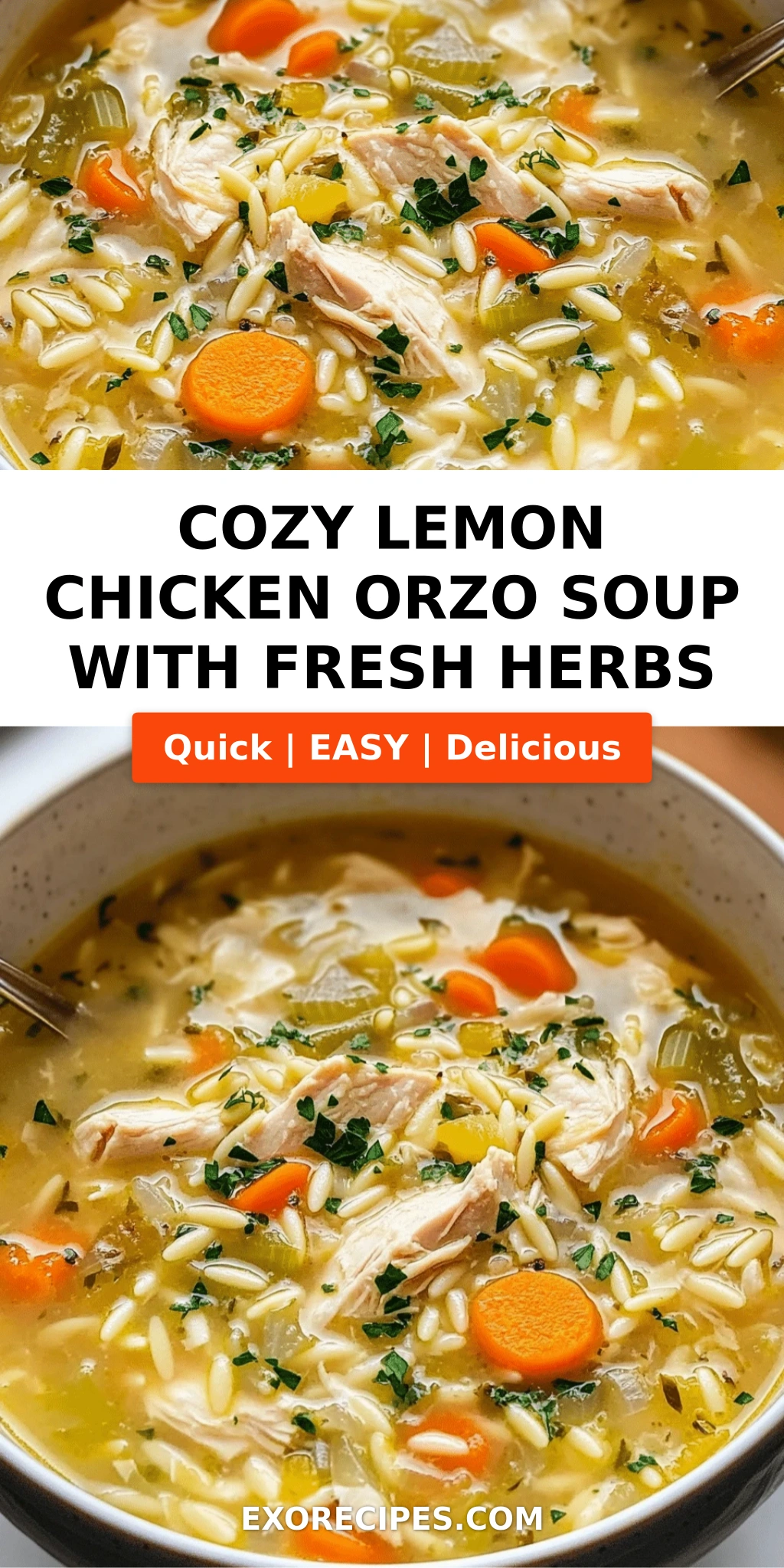 Cozy Lemon Chicken Orzo Soup with Fresh Herbs