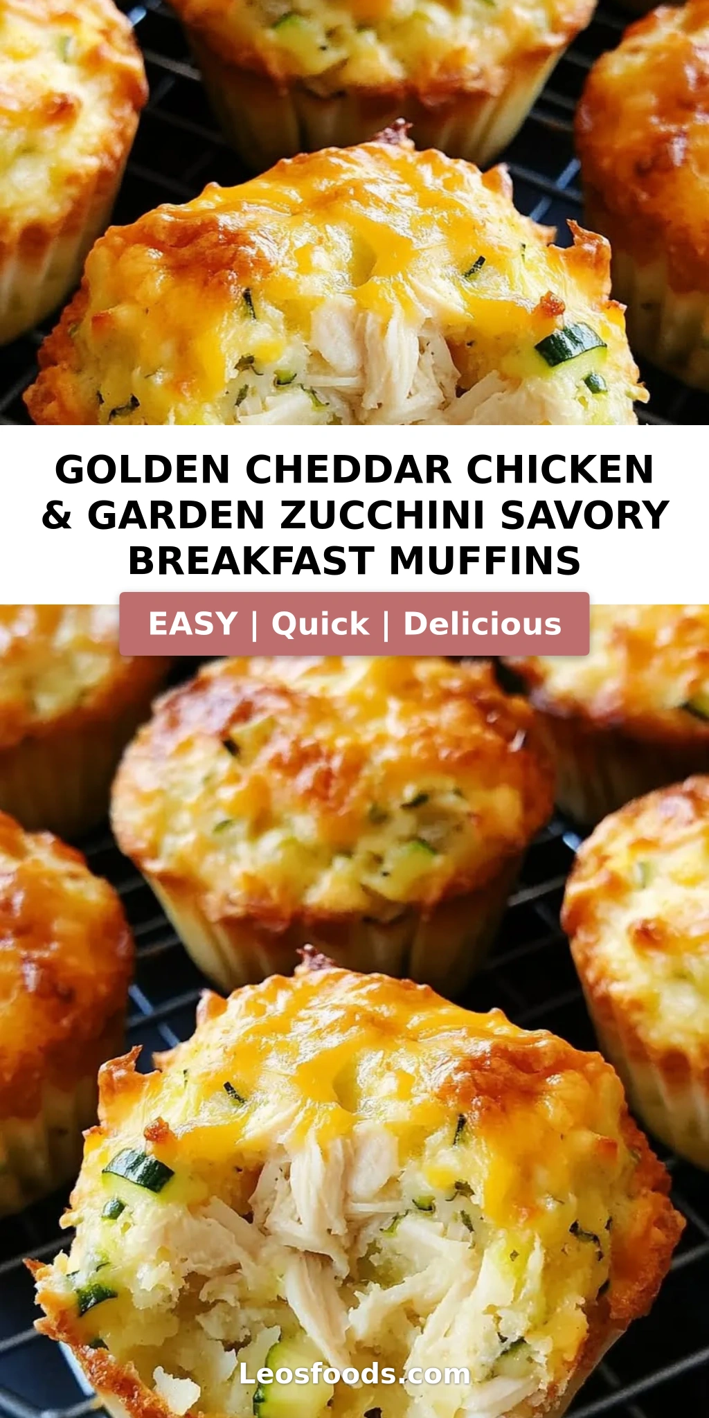 Golden Cheddar Chicken & Garden Zucchini Savory Breakfast Muffins