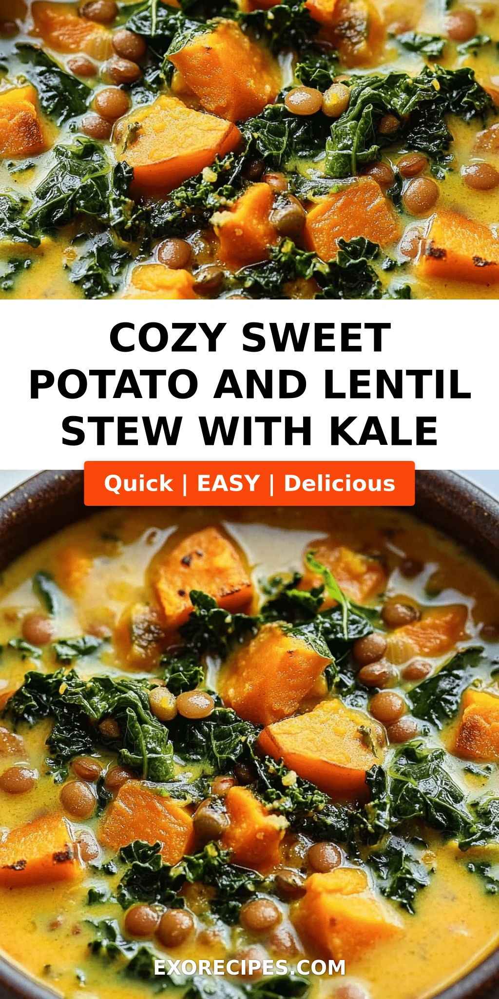 Cozy Sweet Potato and Lentil Stew with Kale and Coconut Milk
