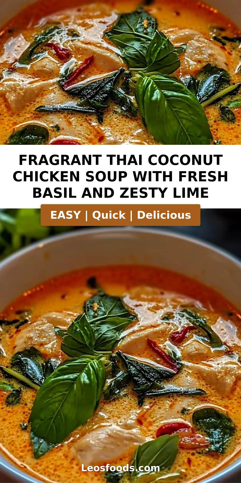 Fragrant Thai Coconut Chicken Soup with Fresh Basil and Zesty Lime