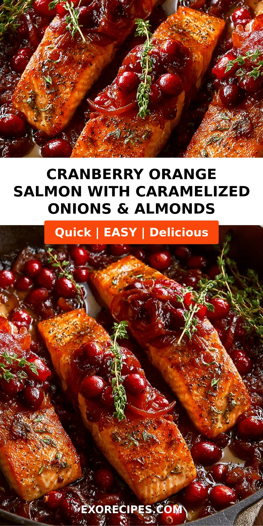 Cranberry Orange Salmon with Caramelized Onions & Almonds