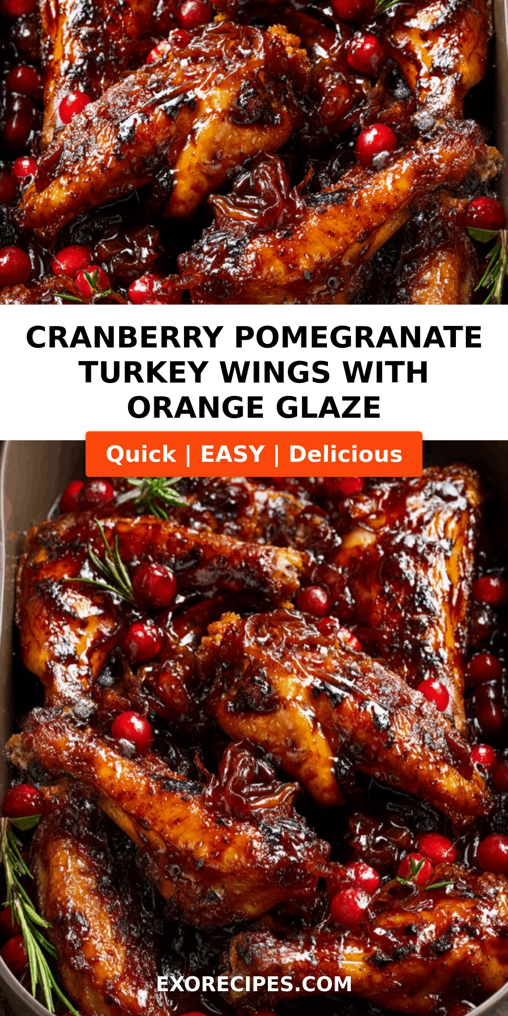 CranberryPomegranate Turkey Wings with Caramelized Onions & Orange Marmalade Glaze