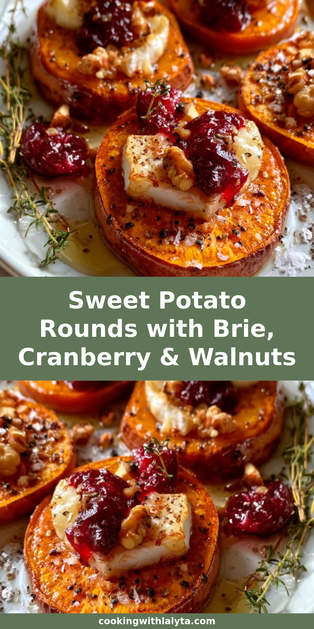 Sweet Potato Rounds with Brie, Cranberry & Walnuts