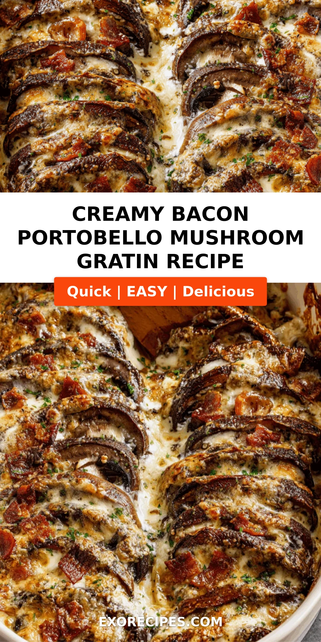 Creamy Bacon Portobello Mushroom Gratin