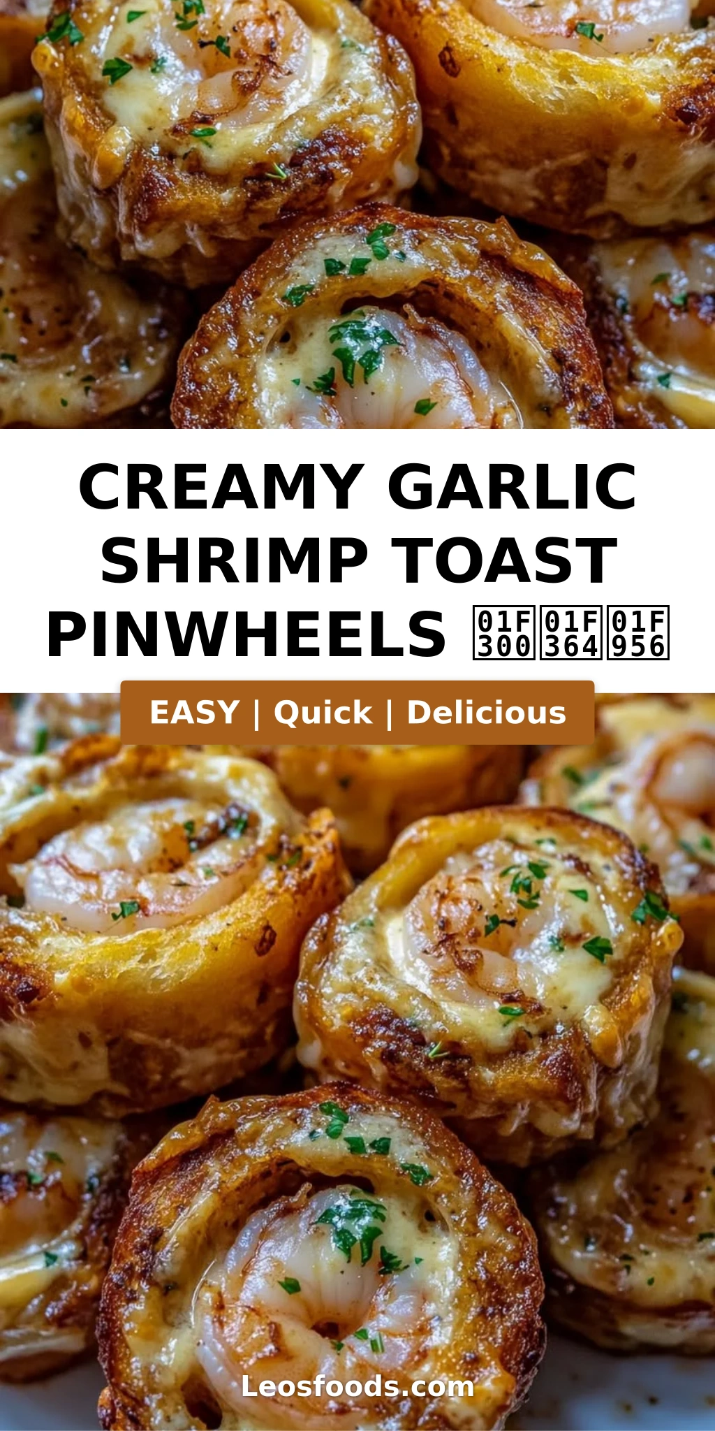 Creamy Garlic Shrimp Toast Pinwheels 🌀🍤🥖
