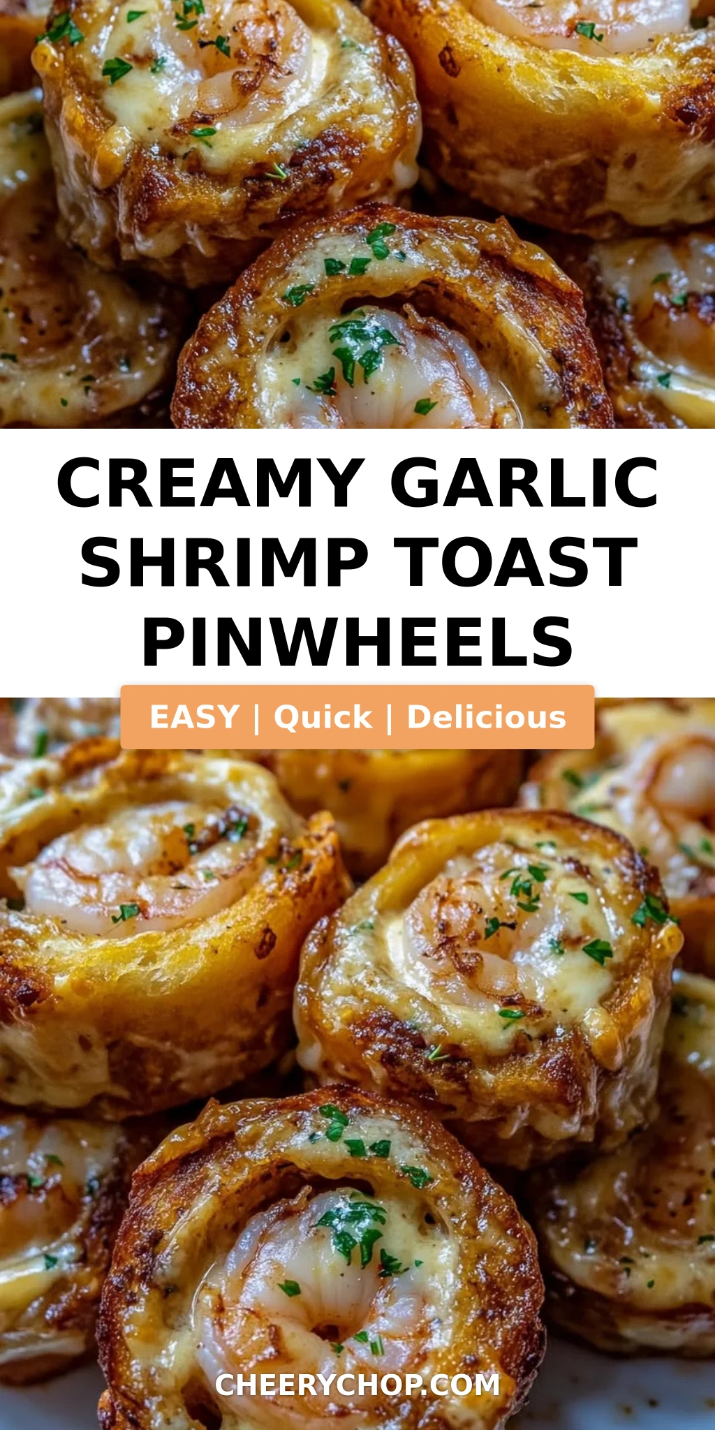 Creamy Garlic Shrimp Toast Pinwheels