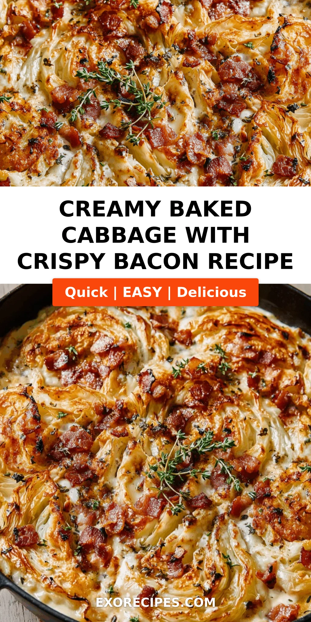 Creamy Baked Cabbage with Crispy Bacon