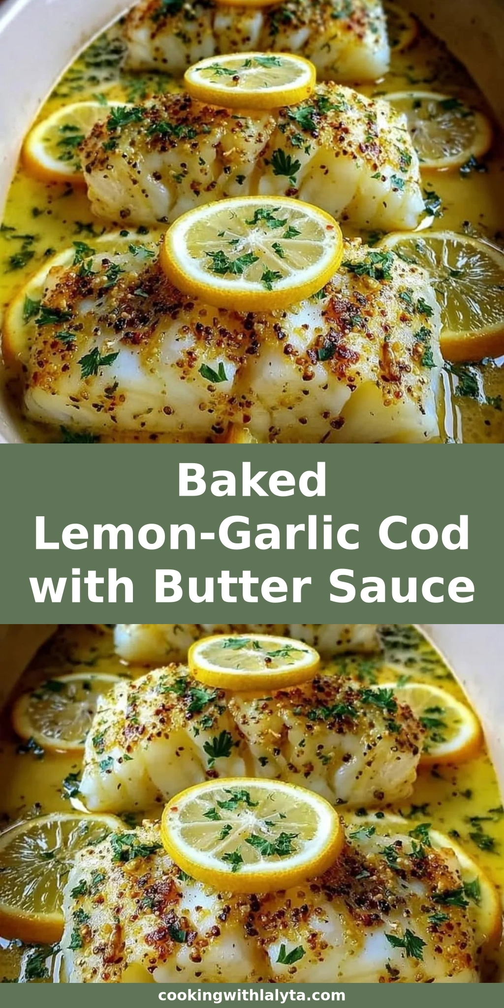 Baked Lemon-Garlic Cod with Butter Sauce