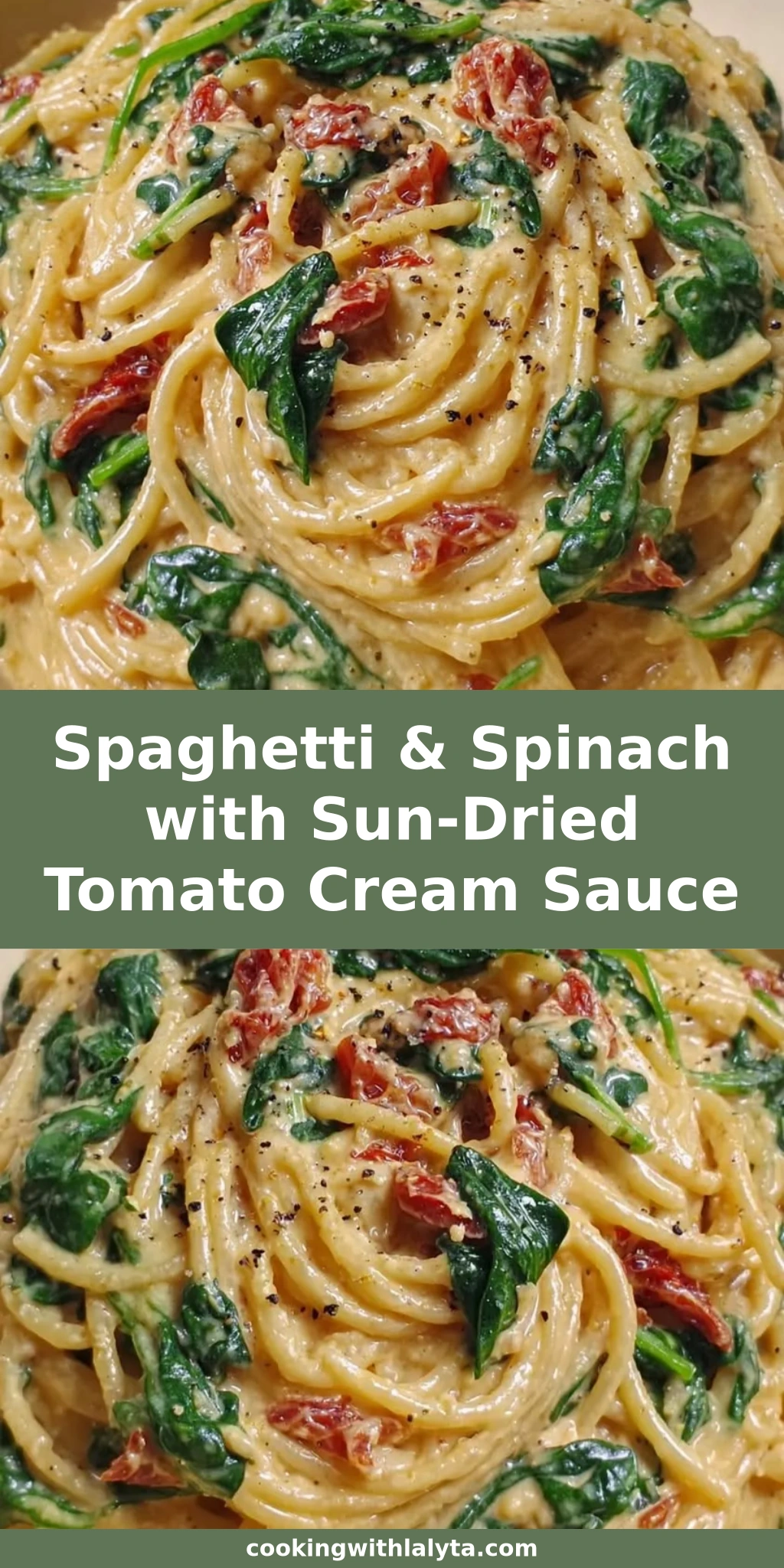 Spaghetti & Spinach with Sun-Dried Tomato Cream Sauce
