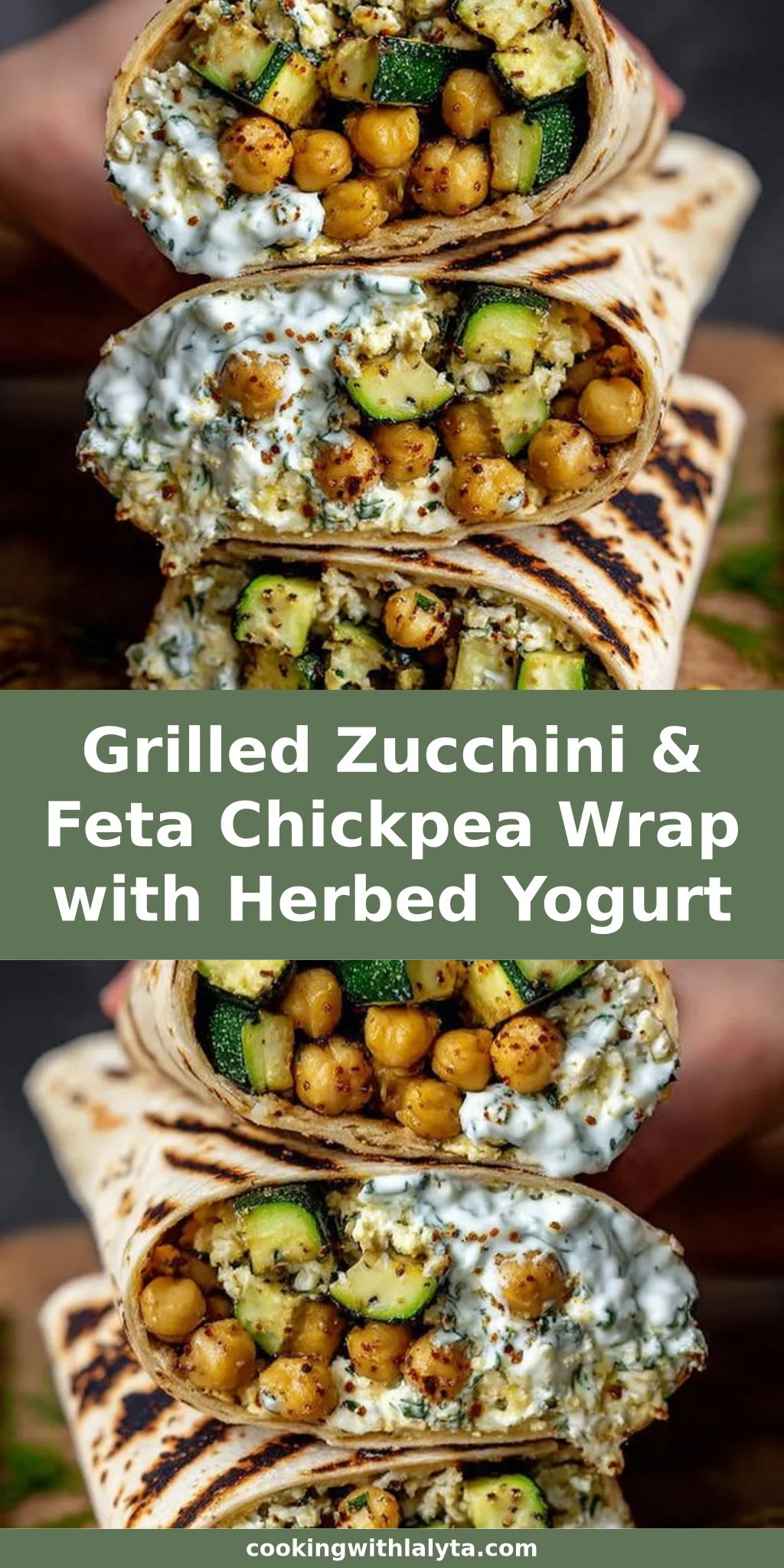 Grilled Zucchini & Feta Chickpea Wrap with Herbed Yogurt