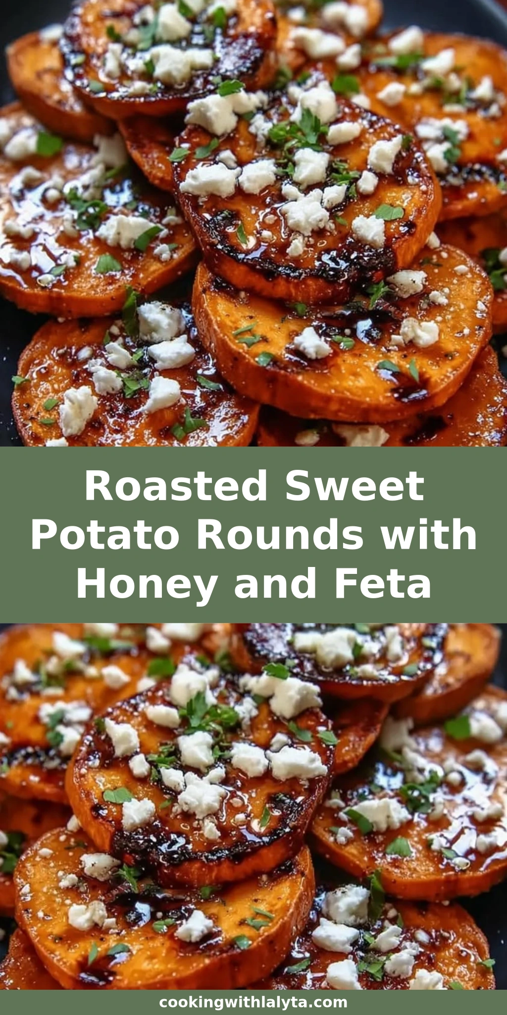 Roasted Sweet Potato Rounds with Honey and Feta